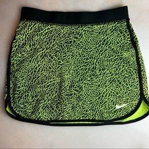Nike Neon Lime Green Animal Print Dri-Fit Golf Tennis Skirt W/ Shorts Skort